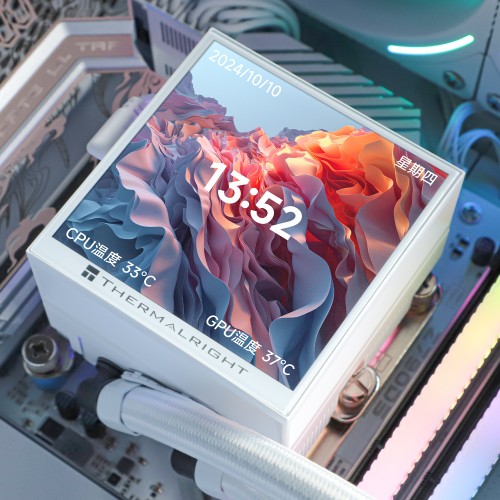 Водяное охлаждение для процессора/ Water Cooling System Thermalright Hyper Vision 360 (360mm, LED, White, ARGB/ Fans: 3x120mm, 69CFM, 27dBA, 2150RPM/ Pump height 68mm, 6400RPM, Rad thickness 27mm/ S: 1700, 1200, 1851, 115X, 2011, 2066, AM5, AM4) Thermalri