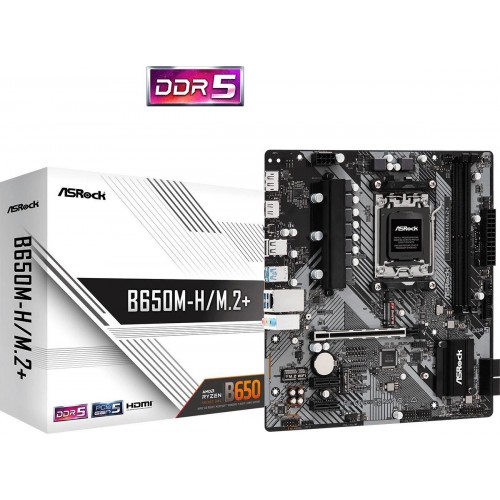 Купить материнскую плату Asrock B650M-H/M.2+ Socket AM5 - AMD B650, 2xDDR5, mATX, RAID, HDMI, DP