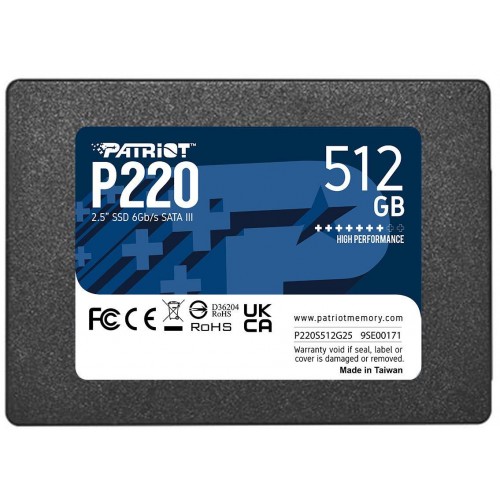 Твердотельный накопитель Patriot SATA-III 512GB P220S512G25 - Высокая производительность и надежность для вашего ПК