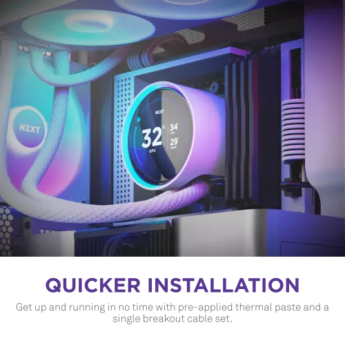 Система жидкостного охлаждения для ПК/ Water Cooling System NZXT Kraken Elite 420 RGB (350W, 420mm, LED temp., White/ Fans: 3x140mm, 98.61CFM, 34.5dBA, 2000RPM/ Pump height 65mm, 2800RPM, Rad thickness 27mm/ S: 1851, 1700, 1200, 115X, AM5, AM4) NZXT