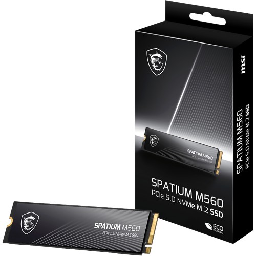 MSI SSD SPATIUM M560, 1000GB, M.2(22x80mm), NVMe, PCIe 5.0 x4, 3D TLC, R/W 10200/8400, IOPs 1 300 000/1 400 000,TBW 600, DWPD 0.32 (5 лет) MSI