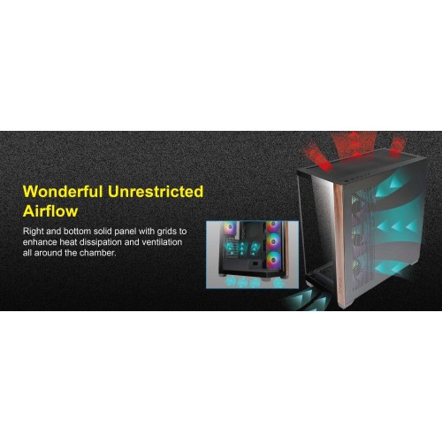 Корпус Azza Neptune черный ATX с 5 вентиляторами, USB 2.0/3.0 и аудио выходом - Модель NEPTUNE CSAZ-491