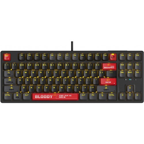 Клавиатура A4Tech AT87 Proxy Boom для геймеров с LED-подсветкой, бежевый/красный, USB, кабель 1.8м