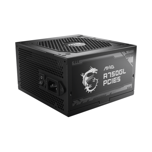 Блок питания ПК/ Power Supply MSI MAG A750GL PCIE5, 750W 80+ Gold (ATX, 3.1, PCIe 5.1, Full modular, 1x24(20+4)pin, 2xCPU 8(4+4)pin, 3xPCIe*2 8(6+2)pin, 1x12VHPWR, 8xSATA3, 4xMOLEX4pin, Active, 120x120mm, 140x150x86mm, APFC, black) MSI