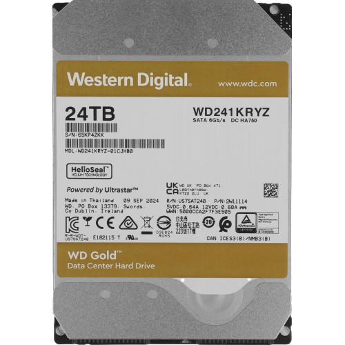 Жесткий диск WD SATA-III 24TB WD241KRYZ Server Gold 512E - Высокопроизводительный 3.5 HDD на 7200rpm с 512Mb кэшем