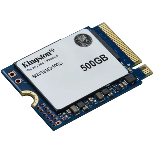 Твердотельный накопитель/ Kingston SSD NV3, 500GB, M.2(22x30mm), NVMe, PCIe 4.0 x4, 3D TLC, R/W 5000/3000MB/s, TBW 160, DWPD 0.2 (60 мес) Kingston