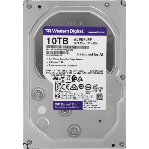 Жесткий диск WD Purple Pro 10Tb SATA3 7200 об/мин с 512Mb кеша и 1 годом гарантии