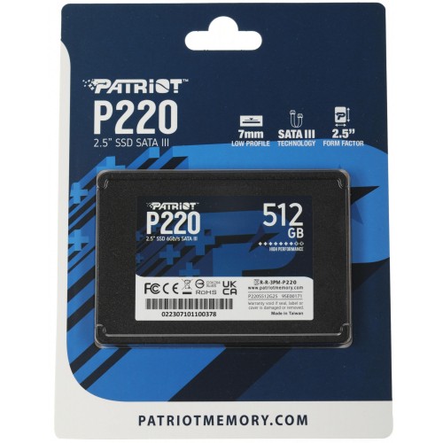 Твердотельный накопитель Patriot SATA-III 512GB P220S512G25 - Высокая производительность и надежность для вашего ПК