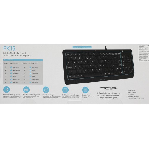 Клавиатура A4Tech FK15 черная USB с кабелем 1.5 м - надежный выбор для вашего компьютера