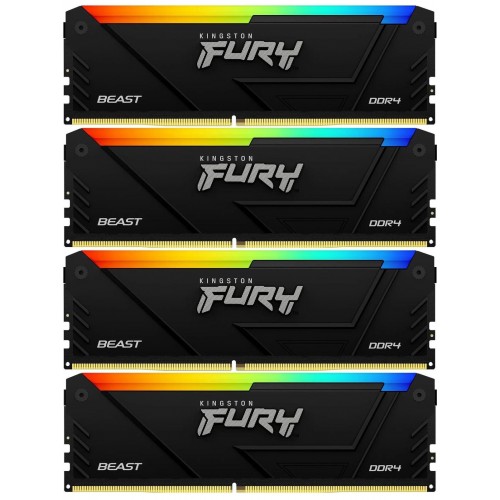 Память оперативная/ Kingston 32GB 3600MT/s DDR4 CL17 DIMM (Kit of 4) FURY Beast RGB Kingston