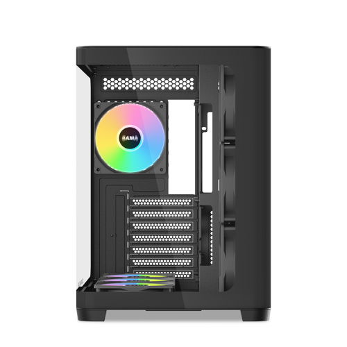 Корпус ПК без блока питания/ Case SAMA V60 Black, Midi-Tower, TG, 7x120mm ARGB, 2xUSB 3.0 + 1xUSB 3.1 Type-C, ATX, mATX, mITX Black SAMA