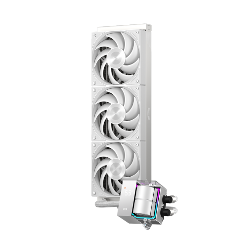 Система охлаждения/ Water Cooling System PCCooler DS360 WH (310W, 360mm, LED temp., White, ARGB Pump/ Fans: 3x120mm, 86.73CFM, 28dBA, 2200RPM/ Pump height 67mm, 28dBA, 3200RPM, Rad thickness 27mm/ S: 1851, 1700, 1200, 20XX, 115X, AM5, AM4) PcCooler