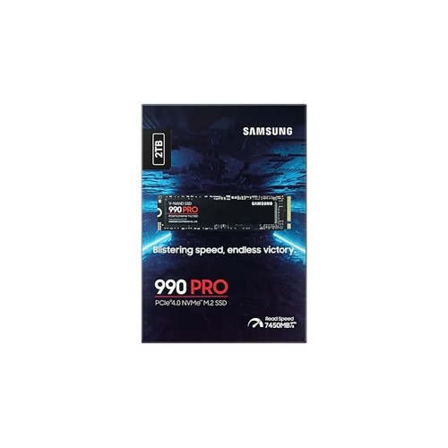 Твердотельные накопители/ Samsung SSD 990 PRO, 2000GB, M.2(22x80mm), NVMe 2.0, PCIe 4.0 x4, V-NAND TLC, R/W 7450/6900MB/s, IOPs 1 400 000/1 550 000, DRAM buffer 2048MB, TBW 1200, DWPD 0.33 (12 мес.) Samsung Electronics