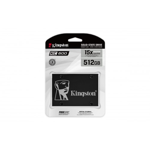Твердотельный накопитель/ Kingston SSD KC600, 512GB, 2.5" 7mm, SATA3, 3D TLC, R/W 550/520MB/s, IOPs 90 000/80 000, DRAM buffer 512MB, TBW 300, DWPD 0.32 (12 мес) Kingston