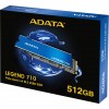 Твердотельный накопитель/ ADATA SSD LEGEND 710, 512GB, M.2(22x80mm), NVMe 1.4, PCIe 3.0 x4, 3D NAND, R/W 2400/1000MB/s, IOPs 90 000/150 000, TBW 130, DWPD 0.23, with Heat Sink (3 года) ADATA