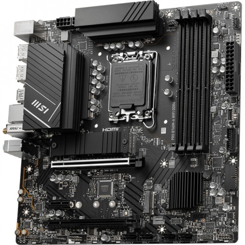 Материнская плата/ MB MSI INTEL B760 s1700, 4xDDR4(128GB), 2xHDMI 2.1/2xDP, 1xPCIe 4.0x16, 1xPCIe 3.0x16, 1xPCIe 3.0, 1xLAN (2.5GbE), Wi-Fi, BT, 4xSATA 6Gb/s, 2xM.2, 4xUSB 3.2, 2xUSB 2.0, 1xPS/2, mATX