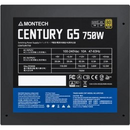 Блок питания Montech ATX 750W CENTURY GOLD G5 80+ gold (20+4pin) APFC 120mm fan 10xSATA Cab Manag RTL