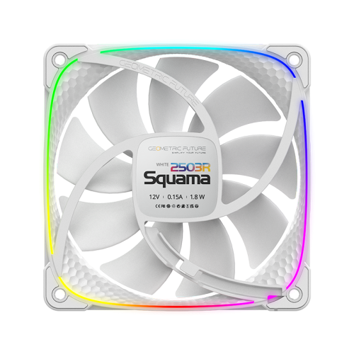 Вентилятор корпусный/ Case Cooler Geometric Future Squama 2503RW-12 Reverse (120x120x25mm, 4-pin PWM, ARGB, 57.67CFM, 29.87dBA, 1500RPM, White) Geometric Future