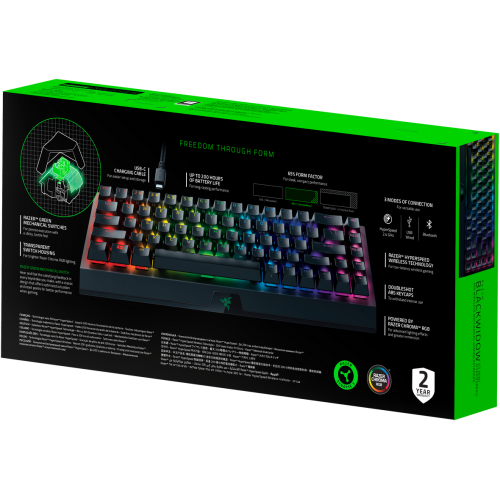 Игровая клавиатура Razer BlackWidow V3 Mini HyperSpeed (Green Switch) - Russian Layout/ Razer BlackWidow V3 Mini HyperSpeed (Green Switch) Gaming keyboard - Russian Layout Razer
