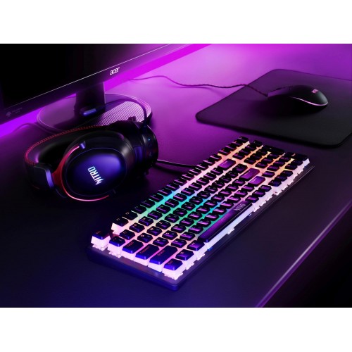Клавиатура Acer OKW303 механическая USB для геймеров с LED подсветкой, черно-серая, 1.8м кабель (ZL.KBDCC.01D)