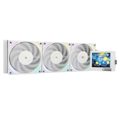 Водяное охлаждение для процессора/ Water Cooling System Thermalright Mjolnir Vision 360 (360mm, LED, White, ARGB/ Fans: 3x120mm, 69CFM, 27dBA, 2150RPM/ Pump height 65mm, Rad thickness 27mm/ S: 1700, 1200, 1851, 115X, 2011, 2066, AM5, AM4)