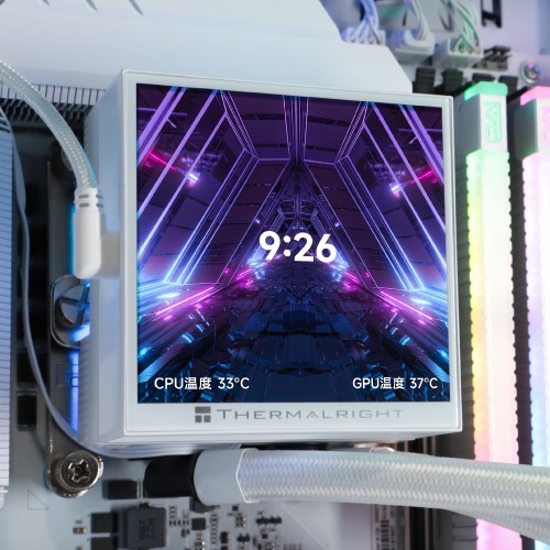 Водяное охлаждение для процессора/ Water Cooling System Thermalright Hyper Vision 360 (360mm, LED, White, ARGB/ Fans: 3x120mm, 69CFM, 27dBA, 2150RPM/ Pump height 68mm, 6400RPM, Rad thickness 27mm/ S: 1700, 1200, 1851, 115X, 2011, 2066, AM5, AM4) Thermalri