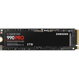 Твердотельные накопители/ Samsung SSD 990 PRO, 2000GB, M.2(22x80mm), NVMe 2.0, PCIe 4.0 x4, V-NAND TLC, R/W 7450/6900MB/s, IOPs 1 400 000/1 550 000, DRAM buffer 2048MB, TBW 1200, DWPD 0.33 (12 мес.)