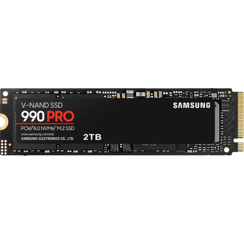 Твердотельные накопители/ Samsung SSD 990 PRO, 2000GB, M.2(22x80mm), NVMe 2.0, PCIe 4.0 x4, V-NAND TLC, R/W 7450/6900MB/s, IOPs 1 400 000/1 550 000, DRAM buffer 2048MB, TBW 1200, DWPD 0.33 (12 мес.) Samsung Electronics
