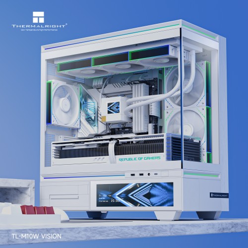 Корпус без блока питания/ Case Thermalright M10 Vision FAN4-C, Mini-Tower, TG, LCD, 4x120mm ARGB, 2xUSB-A 3.0, 1xUSB Type-C, mATX, mITX White