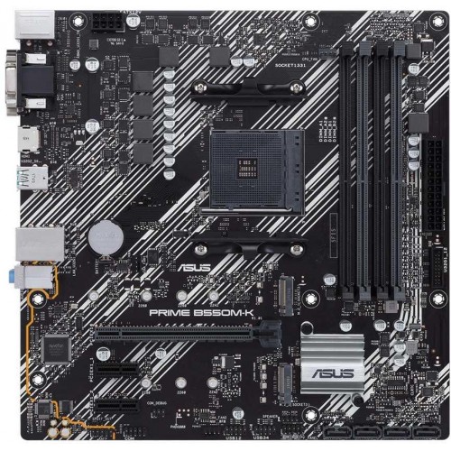 Купить материнскую плату Asus PRIME B550M-K для Soc-AM4: AMD B550, 4xDDR4, mATX, 8ch звук, HDMI, DVI