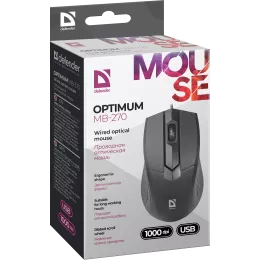 Defender Проводная оптическая мышь Optimum MB-270 PRO:черн,3кн,1200dpi,1.8м,тефл