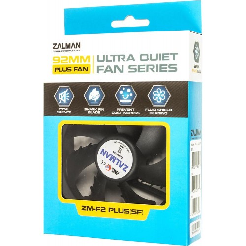 Вентилятор Zalman ZM-F2 Plus (SF) 90x90x25 мм - Черный 3-pin, 23 дБ для Корпуса