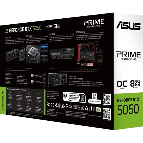 Купить видеокарту Asus PRIME-RTX5050-O8G с NVIDIA GeForce RTX 5050, 8Gb GDDR6 – Высокая производительность и современный интерфейс PCI-E 5.0