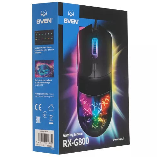 Игровая мышь SVEN RX-G800 с RGB-подсветкой и 7200 DPI – идеальное решение для геймеров