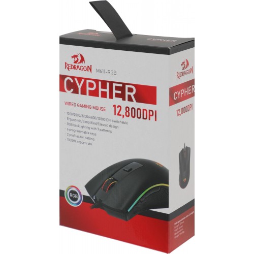 Мышь USB OPTICAL CYPHER BLACK RGB 72075 REDRAGON