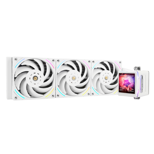 Система жидкостного охлаждения/ Water Cooling System Thermalright Elite Vision 360 (360mm, LED, White, ARGB/ Fans: 3x120mm, 69CFM, 27dBA, 2150RPM/ Pump height 63mm, Rad thickness 27mm/ S: 1700, 1200, 1851, 115X, 2011, 2066, AM5, AM4) Thermalright