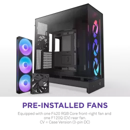 Корпус без блока питания/ Case NZXT H9 Flow RGB (2025), Midi-Tower, TG, 3x140mm RGB + 1x120mm, 2xUSB-A 3.2 + 1xUSB-C 3.2, E-ATX, ATX, mATX, mITX Black