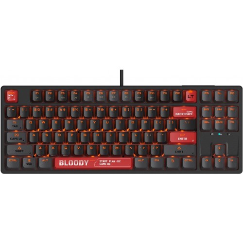 Клавиатура A4Tech AT87 Proxy Boom для геймеров с LED-подсветкой, бежевый/красный, USB, кабель 1.8м