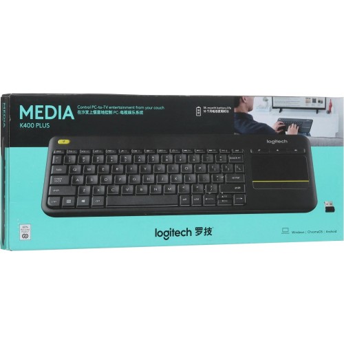 Клавиатура Logitech K400 Plus черная USB беспроводная мультимедийная - идеальный выбор для комфортного управления!