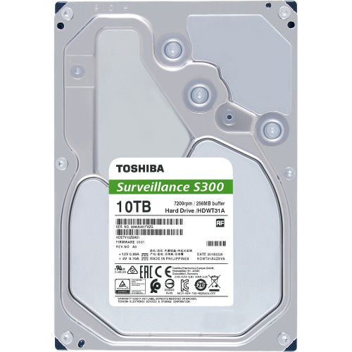 Жесткий диск Toshiba SATA3 10Tb для видеонаблюдения S300 — 7200 об/мин, 512Mb кэш, 1 год гарантии
