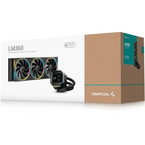 Система водяного охлаждения Deepcool LM360 ARGB Soc-AM5/AM4/1200/1700/1851 черный 4-pin 19-36dB Al LCD 250W 1729gr Ret (R-LM360-BKDMMC-1)