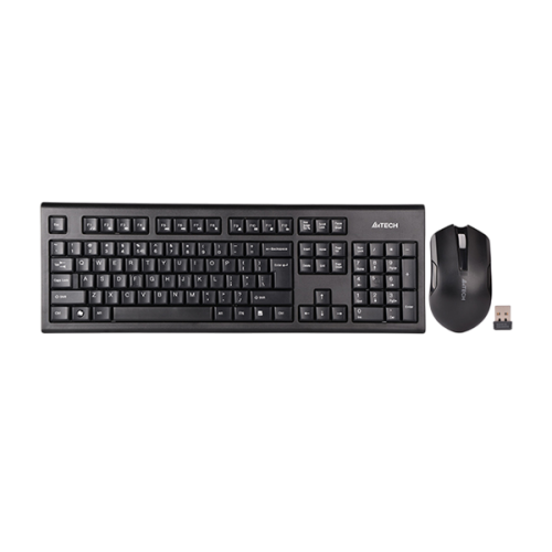 Клавиатура и мышь A4Tech 3000NS: Беспроводной мультимедийный комплект в черном цвете с USB подключением