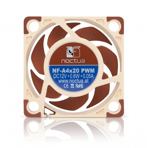 Кулер для корпуса/ Case Cooler Noctua NF-A4x20 PWM (40x40x20mm, 4-pin PWM, 5.53CFM, 14.9dBA, 5000RPM, Beige/Brown)