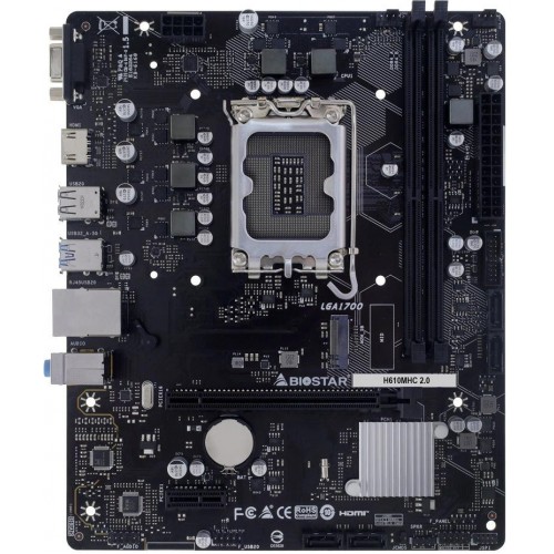 Материнская плата Biostar H610MHC 2.0 Soc-1700 Intel H610 2xDDR4 mATX AC`97 8ch(7.1) GbLAN RAID+VGA+HDMI