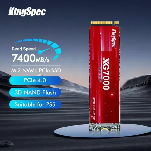 Твердотельный накопитель/ Kingspec SSD XG7000 2280, 1024GB, M.2(22x80mm), NVMe, PCIe 4.0 x4, 3D NAND, R/W 7400/6600MB/s, IOPs 710 000/610 000, TBW 600, DWPD 0.89, with Heat Sink (3 года) SHENZHEN KINGSPEC ELECTRONICS TECHNOLOGY CO LTD
