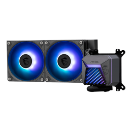 Система жидкостного охлаждения/ Water Cooling System MSI MAG CORELIQUID A15 240 (240W, 240mm, Black, ARGB/ Fans: 2x120mm, 64.89CFM, 28.7dBA, 2050RPM/ Pump 20dBA, 3400RPM, Rad thickness 27mm/ S: 1851, 1700, AM5, AM4)