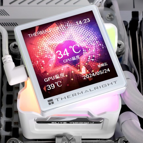 Система жидкостного охлаждения/ Water Cooling System Thermalright Elite Vision 360 (360mm, LED, White, ARGB/ Fans: 3x120mm, 69CFM, 27dBA, 2150RPM/ Pump height 63mm, Rad thickness 27mm/ S: 1700, 1200, 1851, 115X, 2011, 2066, AM5, AM4) Thermalright