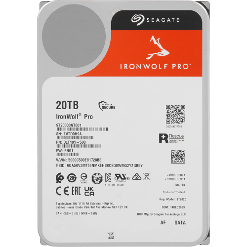Жесткий диск/ HDD Seagate SATA 20Tb IronWolf Pro NAS 6Gb/s 7200 256Mb 1 year warranty (replacement WD201KFGX, WD202KFGX)