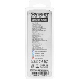 Оперативная память DDR5 32GB 5600MHz Patriot PSD532G56002 Signature RTL PC5-44800 CL46 DIMM 288-pin 1.1В dual rank Ret [PSD532G56002]