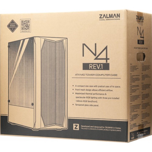 Корпус Zalman N4 REV.1 черный ATX с 5 вентиляторами 120mm и 2 вентиляторами 180mm, USB 2.0/3.0 и аудио, идеальный для вашего ПК